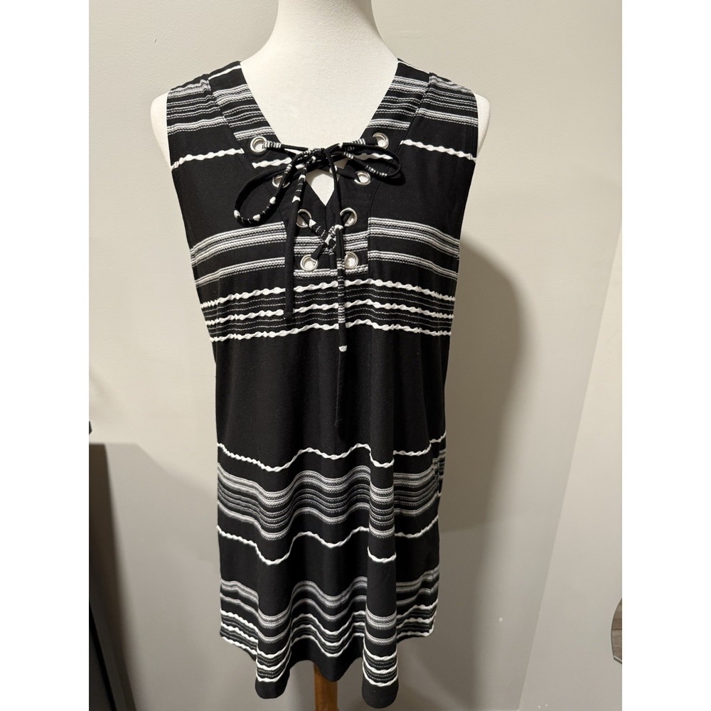 New Dotti Dahlia Striped Lace-Up Tunic Cover-Up Women's‎ Size Medium